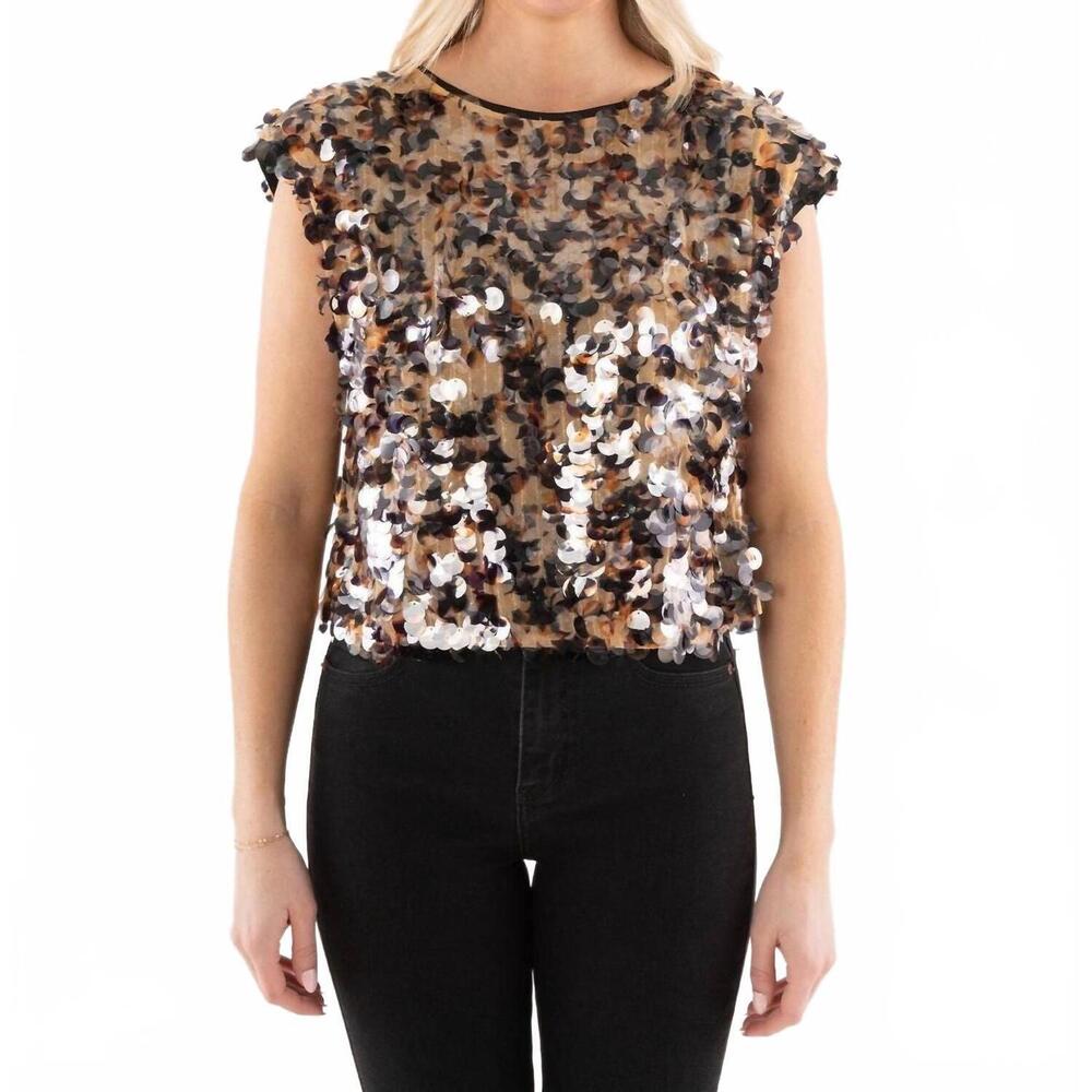 NEW EMILY MCCARTHY hatti tank in tortoise shell sequin